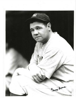 Babe Ruth Ny Yankees Baseball 8x10 Photo Autographed By George Brace