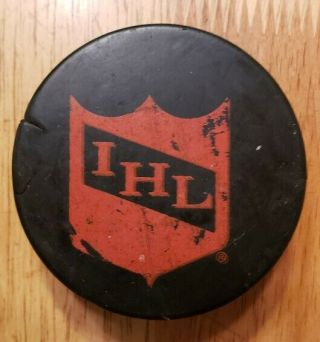 1978 - 79 Saginaw Gears IHL Vintage Game Puck Canada Old 2