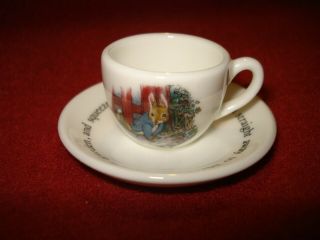 Vintage Mini Wedgwood Bone China Tea Cup & Saucer Peter Rabbit Design - England
