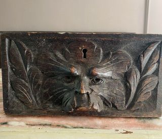 19th Century Carved Oak Green Man Panel