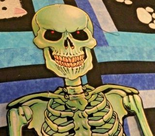 Large Vintage Halloween Jointed Skeleton Die Cut Horror Decor Prop Collectible