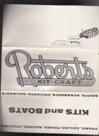 Roberts Kit - Craft Kits & Boats,  Skiffs,  Cruisers 17x22 Brochure - Vintage