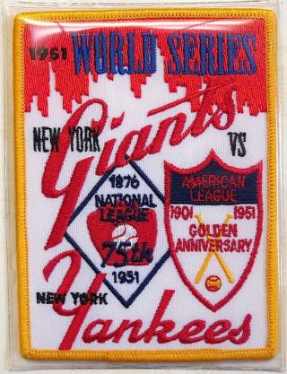 1951 World Series York Yankees / York Giants Willabee Ward Patch Only