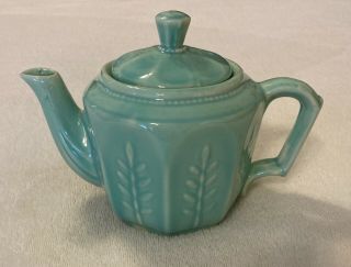 Vintage Usa Pottery Porcelain/ceramic Pale Aqua Tea Pot,  6 " Tall X 9 " Wide