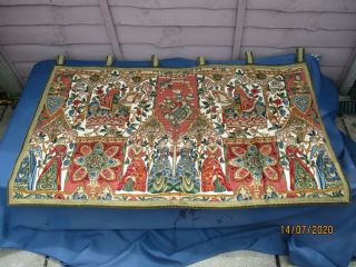 A Vintage Medieval Style Wall Hanging Complete With Hanging Tabs - 48.  5 X 32 Inch
