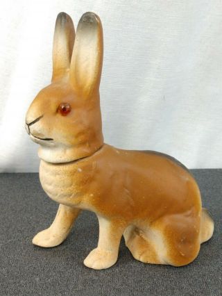 Antique German Paper Mache Rabbit Easter Composition Candy Container Glass Eye