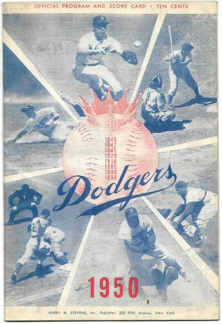 1950 Brooklyn Dodgers / St.  Louis Official Program - Jackie Robinson Unscored