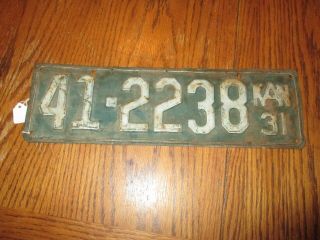 1931 Kansas License Plate Car Tag Clay County 41 - 2238