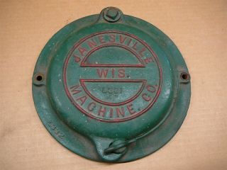 Janesville Machine Co Wisconsin - Antique Cast Iron Planter Seed Box Lid & Ring