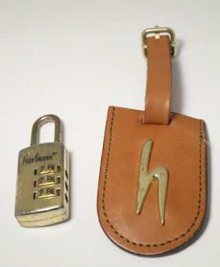 Vintage Hartmann Leather Id Address " H " Hang Tag W Combination Lock