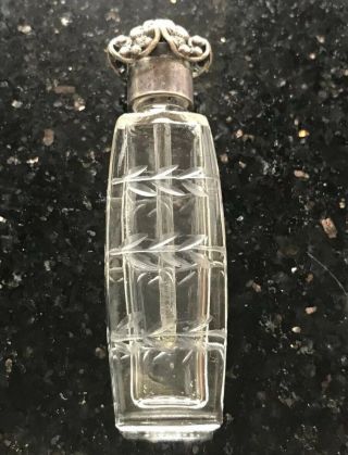 Vintage La Castillere French Etched Perfume Bottle With Dauber