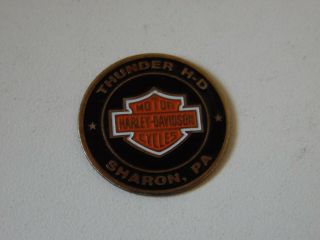Harley Davidson Vintage Thunder H - D Sharon,  Pa 1 " Diameter Metal Sticker