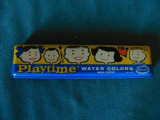 Vintage Binney & Smith Playtime Water Colors 515 Litho Tin Made Usa