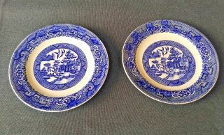 Set Of 2 Vintage Homer Laughlin Blue Willow Bread Butter Plates 6 1/4 "