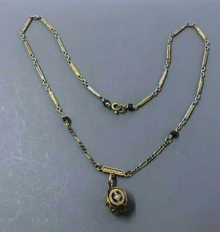 Antique Victorian Gold Filled Pocket Watch Chain With Jeweled Fob 17 "
