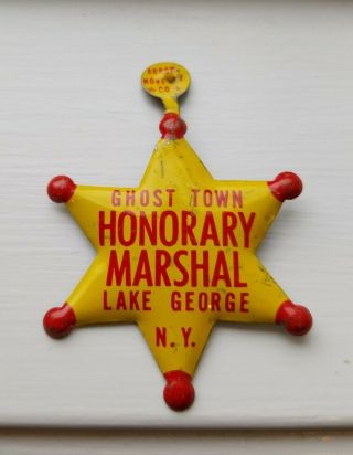 Ghost Town York Marshal Lake George Ny Storytown Vintage Badge Tin Sheriff