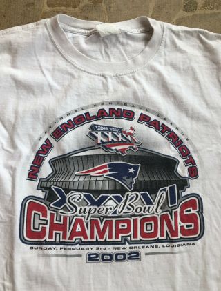 Vintage 2002 England Patriots Bowl Xxxvi Champs T Shirt (medium) Brady