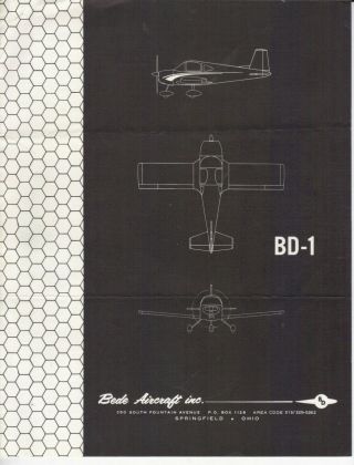 1964 Bede Aircraft Bd - 1 Information Booklet W/ Price List & Order Form Aviation