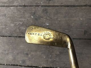 Antique Hickory Gutty Era Brass Head Putter Anderson Anstruther Army Navy Stores