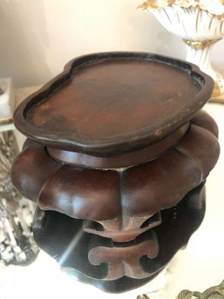 Vintage Antique Chinese Carved Wood Wooden Base Mini Table For Figurine Vase Etc