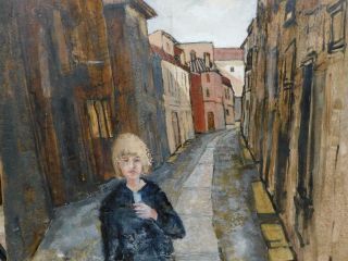 fine art old PAINTING oil on canvas Manchester back street 2