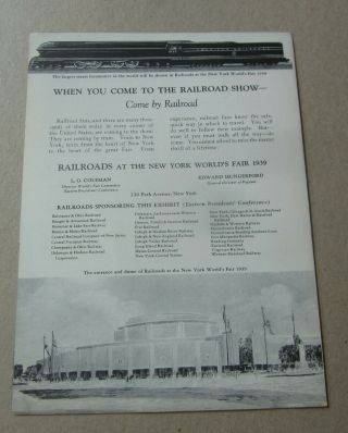 Old Vintage 1939 - N.  Y.  World ' s Fair - RAILROADS ON PARADE - Exhibit Brochure 3