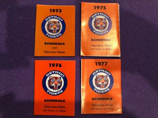 1973,  1975,  1976 And 1977 Detroit Tigers Pocket Schedules