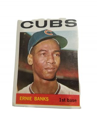 Vintage Chicago Cubs Ernie Banks Mlb Hof 1964 Baseball Card Ungraded
