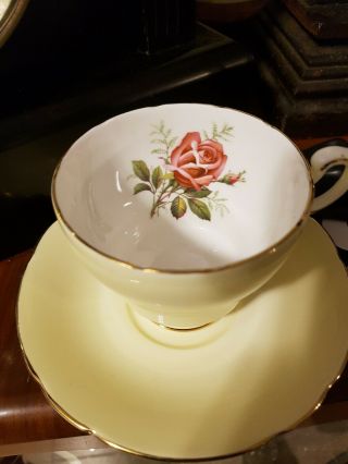Vintage Tea Cup And Saucer,  Paragon Yellow Bone China With Blooming Rose.