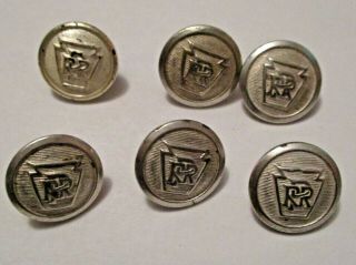 6 Obsolete Vintage Pennsylvania Railroad Cuff Buttons Rare Find