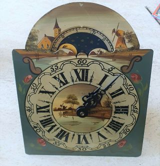 Dutch Warmink Clock Dial 1976 Movement Hands Chains Pendulum Moon Dial Vintage