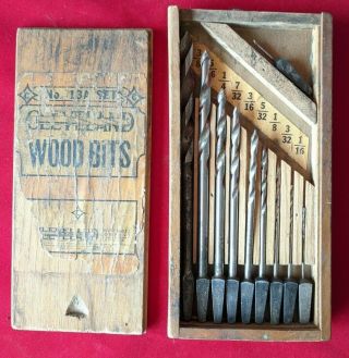 Vintage Cleveland C.  T.  D.  Co.  No.  13a Set Drill Bits W/ Box Paper Label