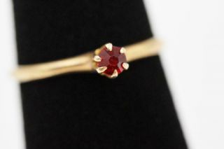 Antique Victorian 10k Solid Rose Gold Red Stone Size 6 Solitaire Ring