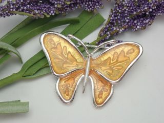Vintage Ak Anne Klein Golden Enamel Tulip Wing Butterfly Pin Brooch