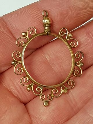 Antique - Victorian - 9ct Gold Ornate Floral Sovereign Coin Holder Pendant - C1890 