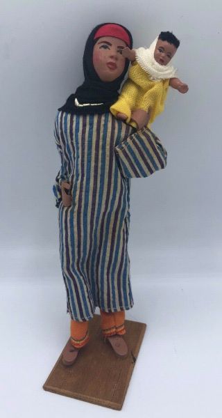 Vintage Souvenir Tourist Doll With Baby From Israel C.  1950 