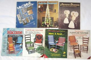 7 Vtg Macrame Books,  Suede Accessories,  Home Decor,  Owls,  Chair Covers,