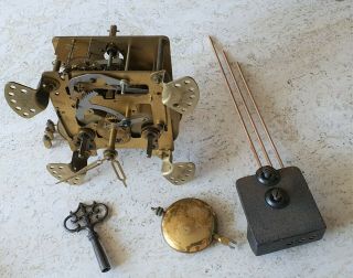 Kienzle Clock Movement Mantel Shelf Hands Key Pendulum & Rods
