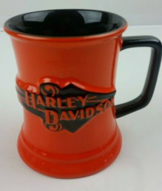Harley Davidson 2002 Orange And Black Coffee Mug Official Logo Licensed