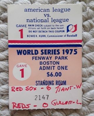 1975 World Series Ticket Stub Game 1 - Fenway Park - Boston Red Sox / Cinn.  Reds