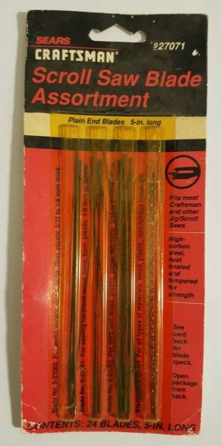 Vintage Craftsman Sears Scroll Saw Blade Assortment Pack 5” Plain End Spiral