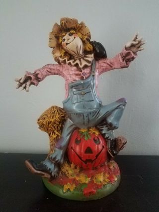 Vintage 1977 Byron Mold Halloween Harvest Ceramic Scarecrow Jack - O - Lantern