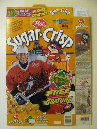 Wayne Gretzky Opened Sugar Crisp Cereal Box - English And French Printing