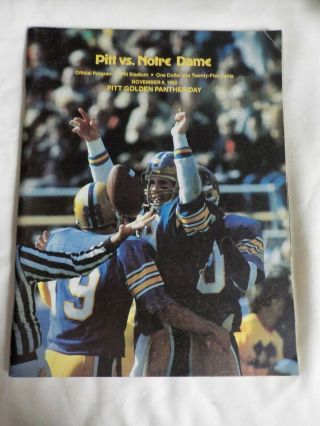 1982 Pittsburgh Panthers Pitt Vs Notre Dame Football Program Golden Panthers