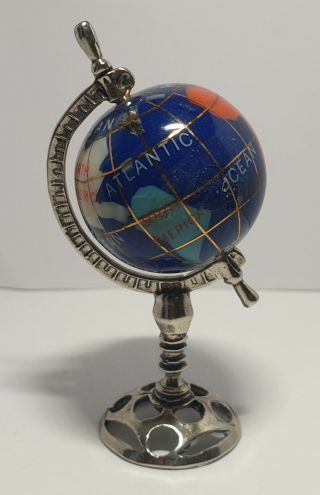Vintage Solid Silver Italian Made Miniature Of A Very Large Globe Hallmarked.