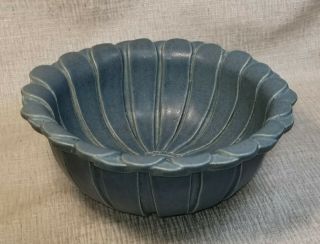 Vtg Bennington Potters 1984 David Gil Blue Flower Bowl Handmade Vermont Pottery