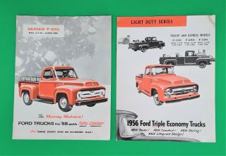 1955 & 1956 Ford Truck Sales Brochures - Light Duty Series F - 100 F - 250 F - 350