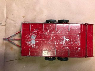 Vintage Late 1960 - Early 70 Ertl Red Flatbed Trailer 1:16 Scale