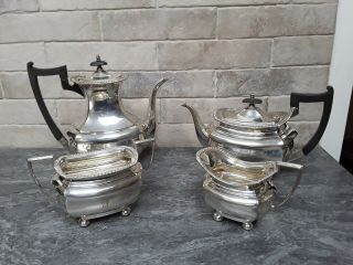 Walker And Hall 4 Piece Silver Plated Tea Set