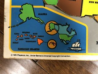 Vintage 1981 Playskool 771 Wooden Map Puzzle of the USA - Complete 2